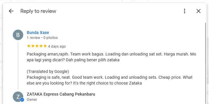 Review Google Bisnis Zataka Express (Bunda Xaxe)