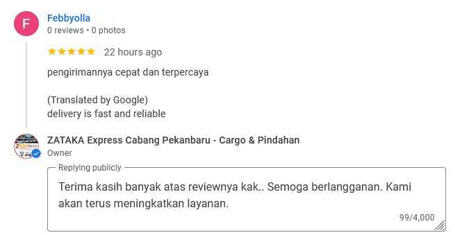 Review Google Bisnis Zataka Express (Febbyolla)