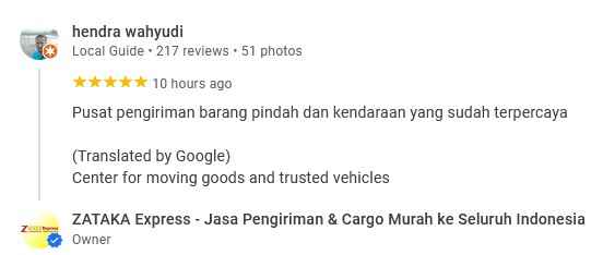 Review Google Bisnis Zataka Express (Hendra Wahyudi)