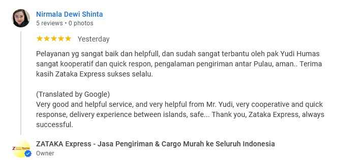 Review Google Bisnis Zataka Express (Nirmala)