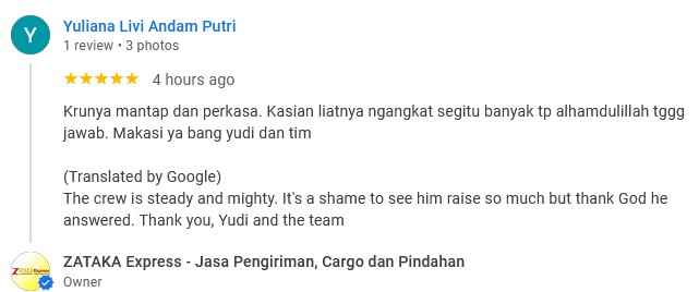 Review Google Bisnis Zataka Express (Yuliana Livi)